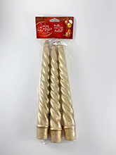 Kit com 3 Velas Torcidas de Natal  (PRATA OU DOURADA)